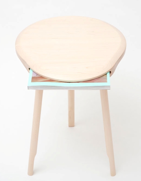 Wooden Stool With A Gaping Mouth For A Magazine