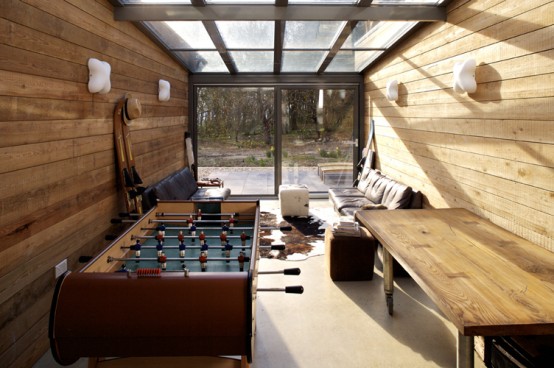 wooden weekend retreat game room