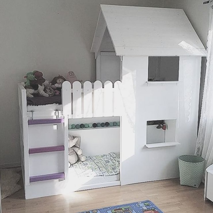 you can turn the loft bed into a beautiful all-white castle